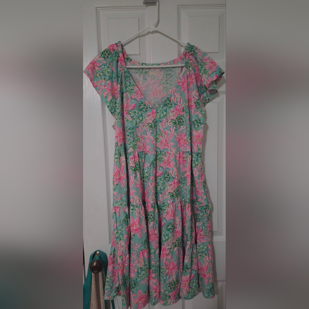 Lilly Pulitzer Pink and Green Floral Fabric